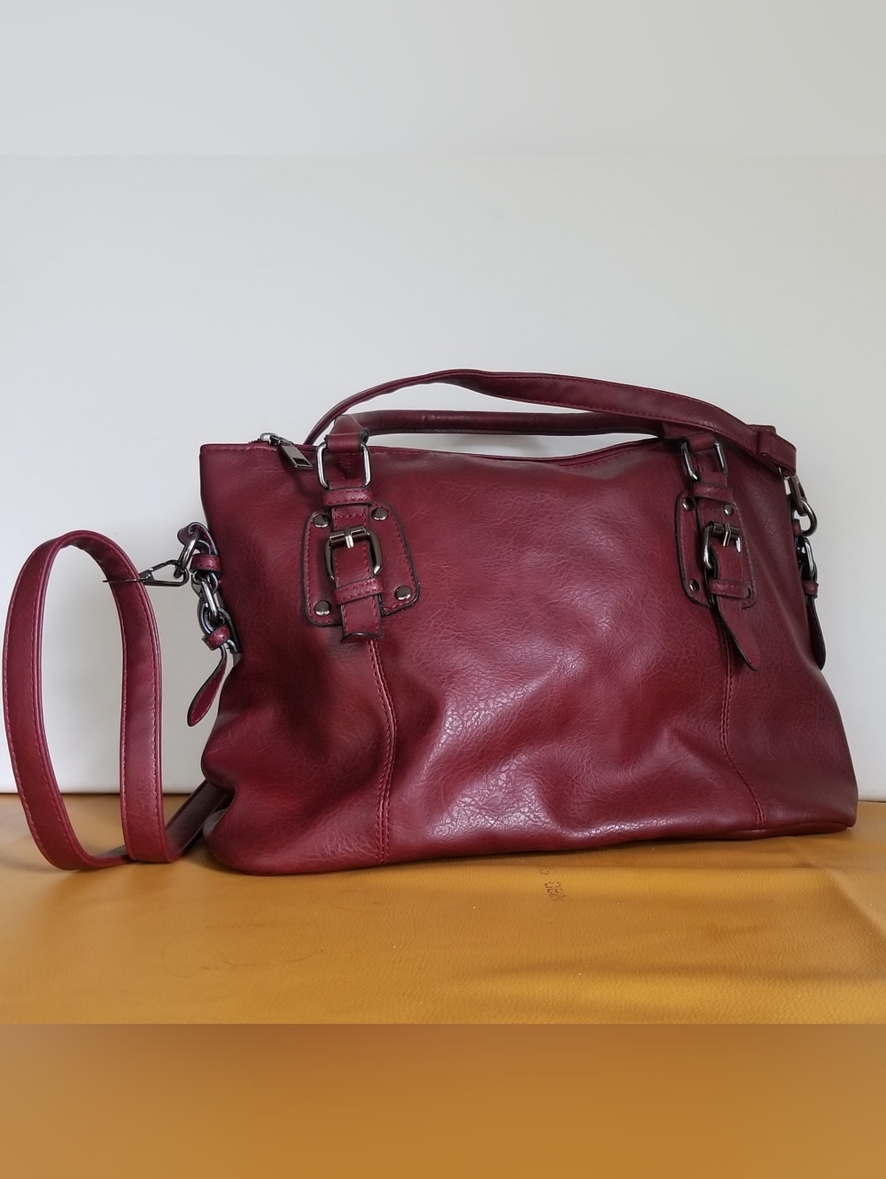 Stylish Burgundy Vegan Leather Bag
